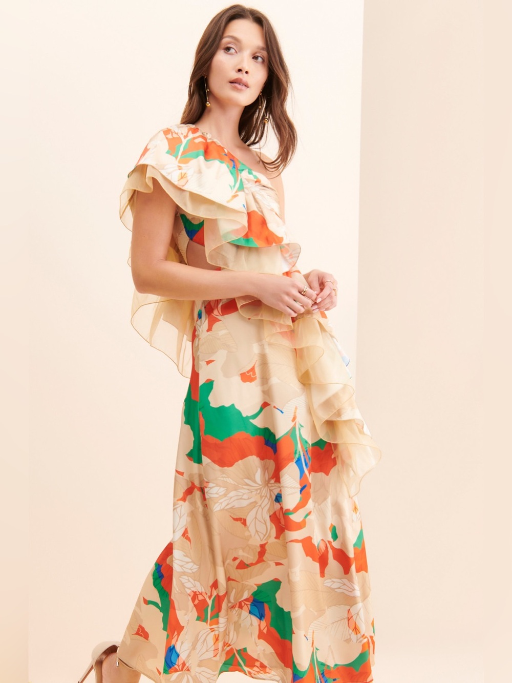 Anthropologie × Mandira Wirk One Shoulder Frilled Dress Size XS Like New